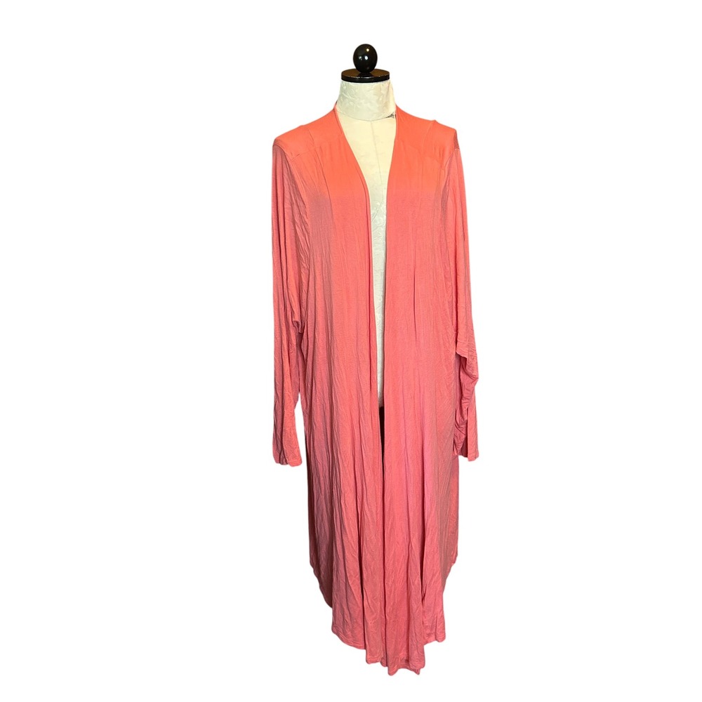 Torrid Super Soft Knits Coral Pink Open Front Duster Cardigan Plus Size 6 (6X)